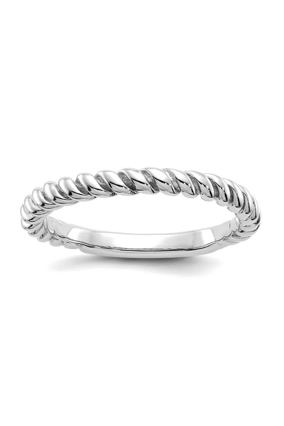 14k White Gold Polished Twisted Band Ring Size 6.5 Ring for Women and Men - 3.0 Grams