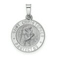 thumbnail image 1 of 14k White Gold Polished and Satin St. Christopher Medal Pendant, 1 of 1