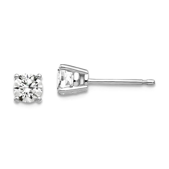 14k White Gold Post 4mm Cubic Zirconia Earrings 4x4mm Wide Stud Earring for Women