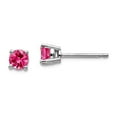 thumbnail image 1 of 14k White Gold Post Pink Spinel Earrings 4x4mm Wide Stud Earring for Women - .54 cwt, 1 of 2