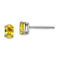 thumbnail image 1 of 14k White Gold Post Yellow Sapphire Earrings 5x3mm Wide Stud Earring for Women - .66 cwt, 1 of 2