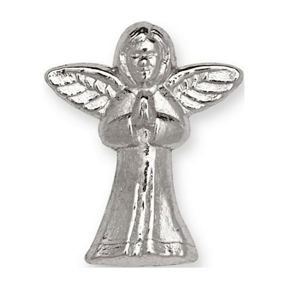 14k White Gold Praying Religious Guardian Angel Lapel Pin For Men (White Gold) Brooches and Pin