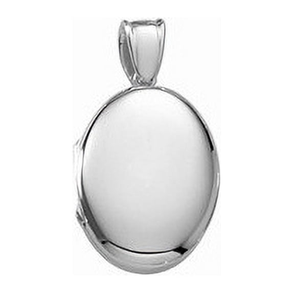 14k White Gold Premium Weight Oval Locket - 1/2 Inch X 3/4 Inch in Solid 14K White Gold