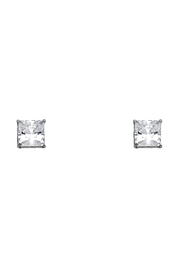 14k White Gold Princess 6mm Screw Stud Earrings Stud Earring for Women