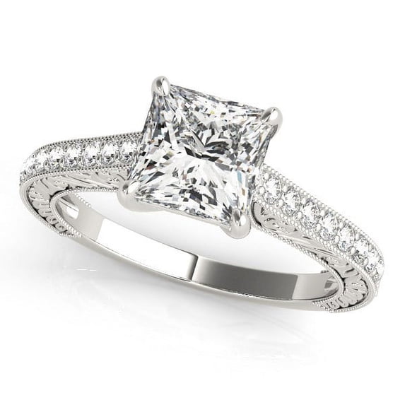 14k White Gold Princess Cut Diamond Engmt Ring 1 1/4 cttw Size 4.5