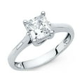 thumbnail image 1 of 14k White Gold Princess Solitaire CZ Engagement Ring Anniversary Single Stone Square CZ Band Size 8.5, 1 of 1