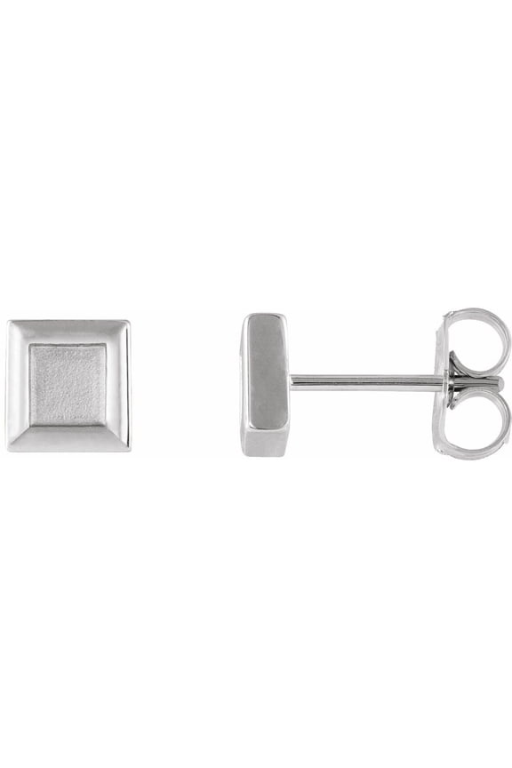 14k White Gold Princess Square Shape Petite Stud Earrings Fine Jewelry For Women Gifts For Her