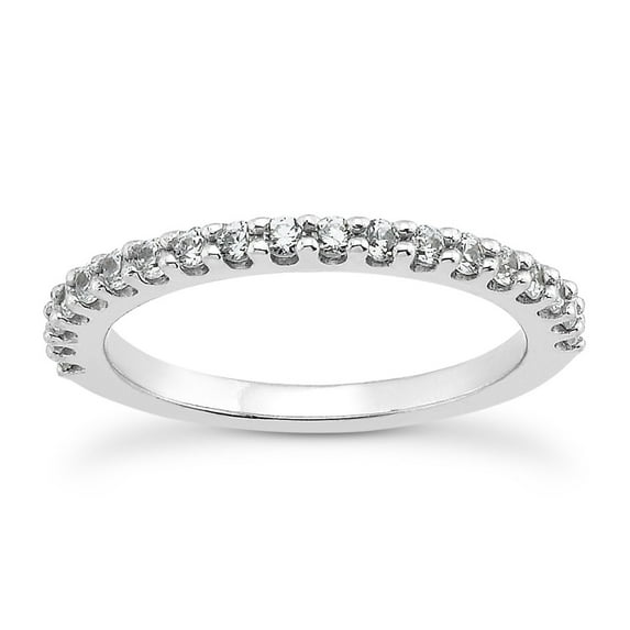 14k White Gold Prong Diamond Wedding Ring Band U Settings Size 9
