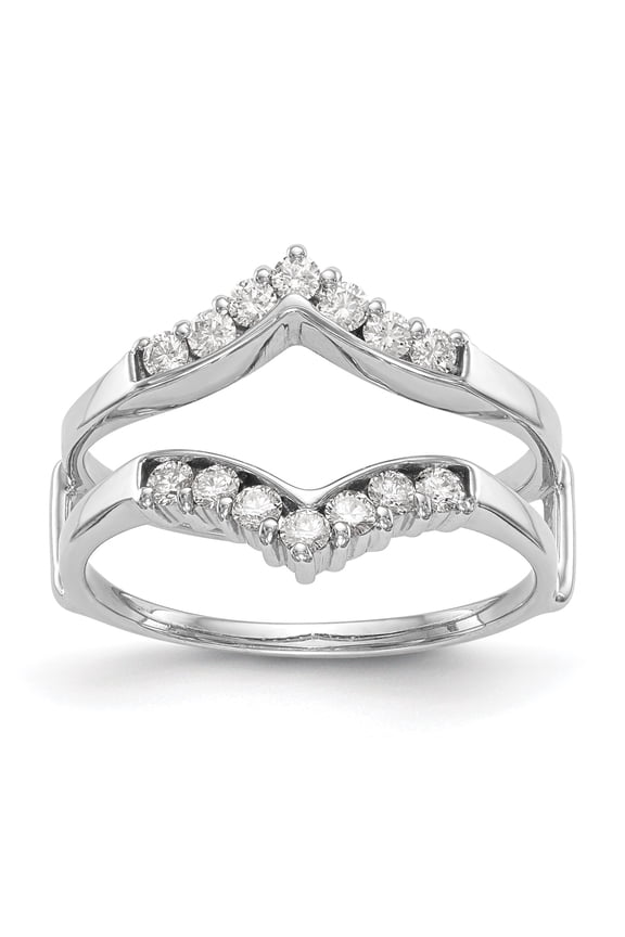 14k White Gold Prong Set Diamond Engagement Enhancer Ring Pointed Wrap 1/3 Ct.