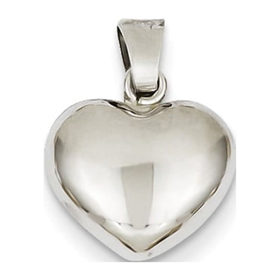 14k White Gold Puffed Heart Pendant
