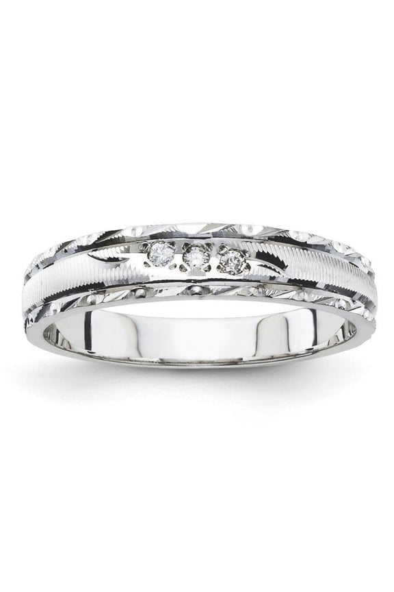 14k White Gold Quality Trio Ladies Wedding Band