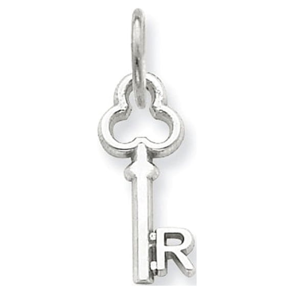 14k White Gold R Key Charm