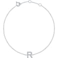 thumbnail image 1 of 14k White Gold R Polished .06 Dwt Diamond 6-7 Inch Initial Bracelet, 1 of 2