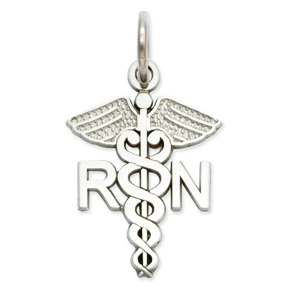 14k White Gold RN Nurse Pendant Charm