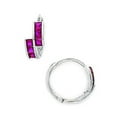 thumbnail image 1 of 14k White Gold Red Cubic Zirconia Fancy Hoop Hinged Earrings - Measures 12x13mm, 1 of 2