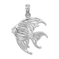 thumbnail image 1 of 14k White Gold Religious Guardian Angelfish Cut-out Charm 17.1x17.95mm Wide 1.7mm Thick Pendant Necklace for Women, 1 of 2