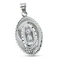 thumbnail image 1 of 14k White Gold Religious Laser Cut Virgin Mary Charm Solid Christian Guadalupe Pendant Polished Design New 25 mm x 17 mm, 1 of 1