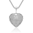 thumbnail image 1 of 14K Solid White Gold Reversible 50th Anniversary Necklace Chain Pendant Charm, 1 of 9