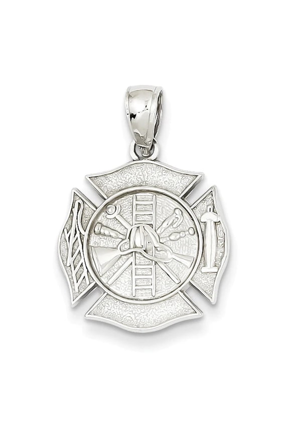 14k White Gold Reversible Fire Department Shield Pendant C2262W
