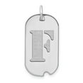 thumbnail image 1 of 14k White Gold Rhodium Polished Finish Block Letter F Initial Dog Tag Charm Pendant, 1 of 2