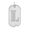 thumbnail image 1 of 14k White Gold Rhodium Polished Finish Block Letter L Initial Dog Tag Charm Pendant, 1 of 2