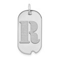 thumbnail image 1 of 14k White Gold Rhodium Polished Finish Block Letter R Initial Dog Tag Charm Pendant, 1 of 2