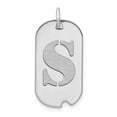 thumbnail image 1 of 14k White Gold Rhodium Polished Finish Block Letter S Initial Dog Tag Charm Pendant, 1 of 2