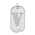 thumbnail image 1 of 14k White Gold Rhodium Polished Finish Block Letter V Initial Dog Tag Charm Pendant, 1 of 2