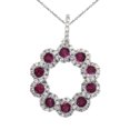 thumbnail image 1 of 14k White Gold Ribbon Ruby Round Pendant, 1 of 1