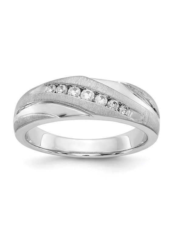 14k White Gold Ring Mens Diamond 0.249 ct True Origin Men's 1/4 carat Lab Grown VS/SI D E F Brushed and Polished Band