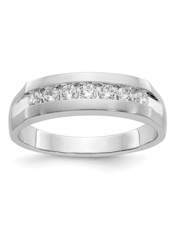 14k White Gold Ring Mens Diamond 0.49 ct True Origin Men's 1/2 carat Lab Grown VS/SI D E F Channel Band