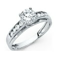 thumbnail image 1 of 14k White Gold Round CZ Engagement Ring Anniversary Solitaire CZ Band Channel Set Side Stones Size 8.5, 1 of 1