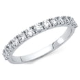 thumbnail image 1 of 14k White Gold Round CZ Wedding Band Bridal CZ Band Anniversary CZ Ring Pave Set Classic Women Size 7, 1 of 1