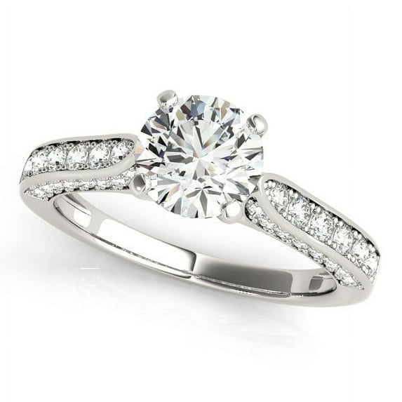 14k White Gold Round Cathedral Diamond Engmt Ring 1 1/2 cttw Size 8