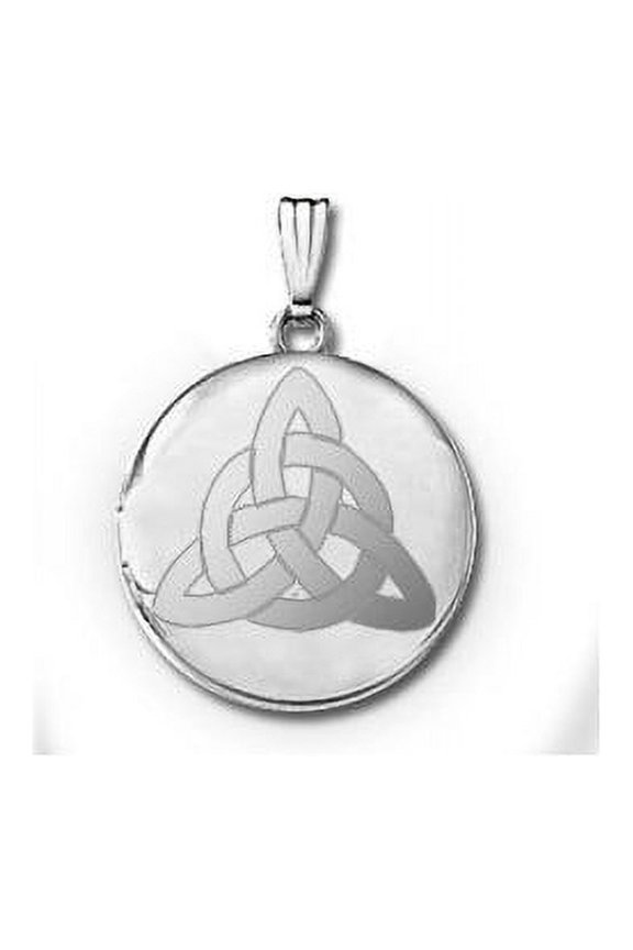 14k White Gold Round Celtic Trinity Locket - 3/4 in X 3/4 in
