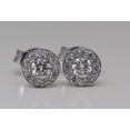 thumbnail image 1 of 14k White Gold Round Cut Classic Halo Diamond Stud Earrings (0.5 Ct,H Color,VS Clarity), 1 of 5