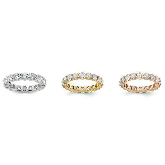 14k White Gold Round Cut Diamond Eternity Wedding Band Anniversary Ring Size 8 - 2 Ct.