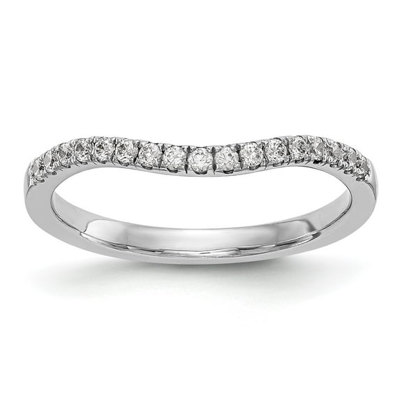 14k White Gold Round Cut Diamond Wedding Band Contour Anniversary Ring 0.19 Ct.