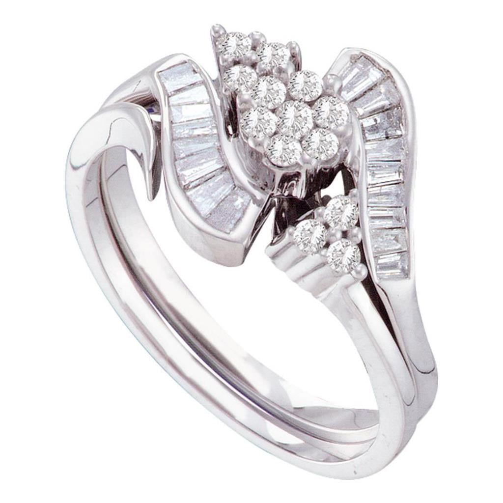 14k White Gold Round Diamond Bridal Wedding Ring Set 1/2 Cttw - Walmart.com
