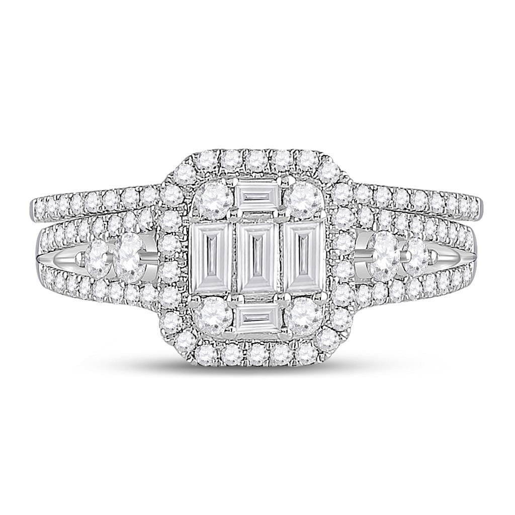 14k White Gold Round Diamond Bridal Wedding Ring Set 1 Cttw - Walmart.com