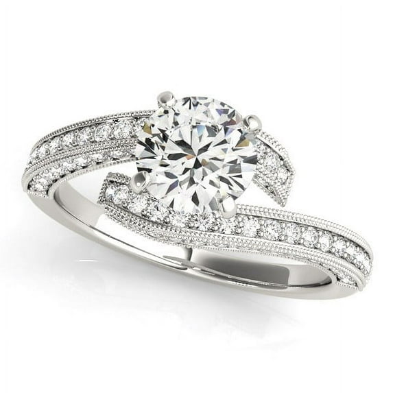 14k White Gold Round Diamond Bypass Engagement Ring 1 1/2 cttw Size 4
