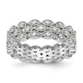 thumbnail image 1 of 14k White Gold Round Diamond Eternity Wedding Band 3 Row Vintage Ring Size 4.5 - 1/2 Ct., 1 of 6