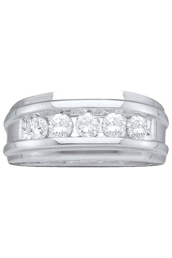 14k White Gold Round Diamond Mens Channel-set Classic Fine 7mm Wedding Band 1/4 Cttw