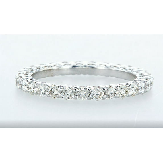 14k White Gold Round Diamond Multi-Stone Prong Set Wedding Band (1.5 Ct,E-f Color,VVS1-VS2 Clarity)