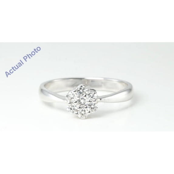 14k White Gold Round Diamond Seven stone classic flower cluster engagement ring (0.34 Ct, G , VS1 )