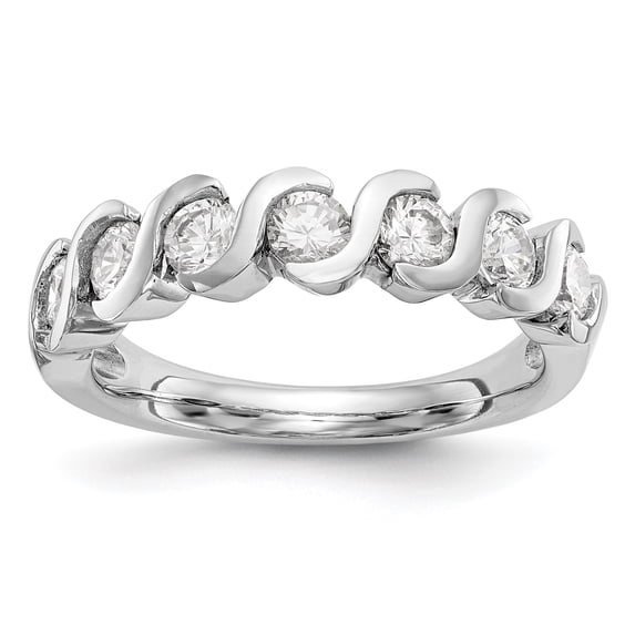 14k White Gold Round Diamond Wedding Band 'S' Wave Anniversary Ring 3/4 Ct.
