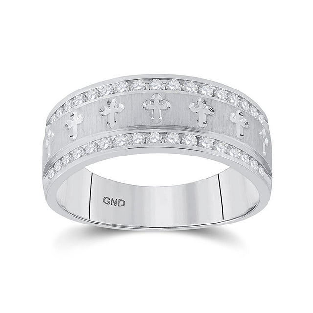 14k White Gold Round Diamond Wedding Cross Band Ring 1/2 Cttw - Walmart.com