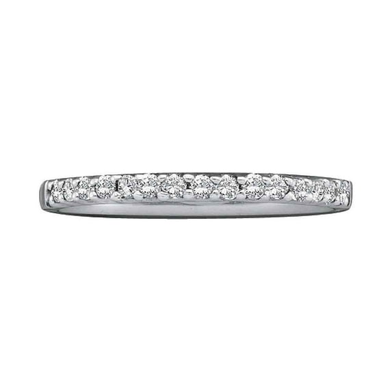 14k White Gold Round Diamond Womens Slender Stackable Size 10 Wedding Band 1/6 Cttw