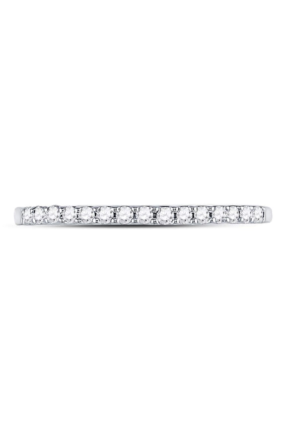 14k White Gold Round Diamond Womens Slender Stackable Size 6 Wedding Band 1/6 Cttw