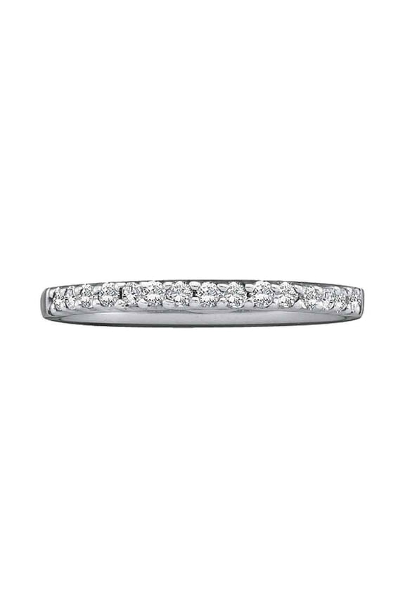 14k White Gold Round Diamond Womens Slender Stackable Size 8 Wedding Band 1/6 Cttw